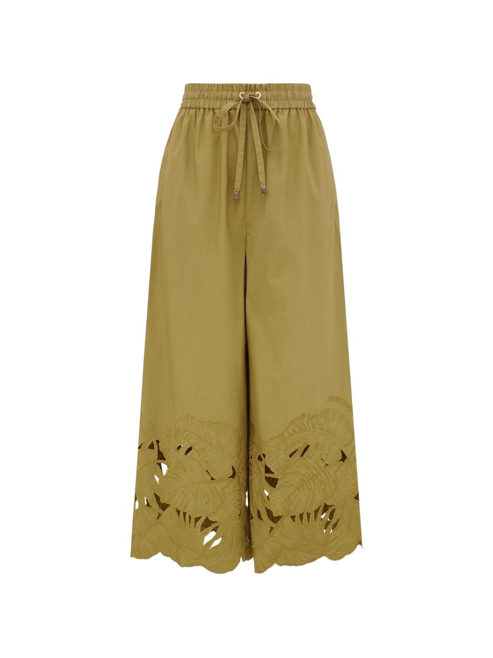 Pantaloni con ricamo mahon in verde 