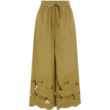 Pantaloni con ricamo mahon in verde 