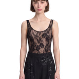 Body in pizzo con scollo rotondo in nero 