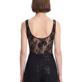 Body in pizzo con scollo rotondo in nero 