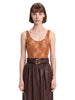 Body in pizzo con scollo rotondo in marrone