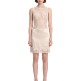 Body in pizzo con scollo rotondo in beige 
