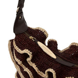Borsa a spalla Goldentime con ruches in marrone 