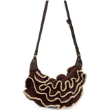 Borsa a spalla Goldentime con ruches in marrone 