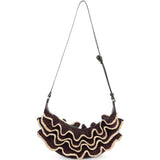 Borsa a spalla Goldentime con ruches in marrone 