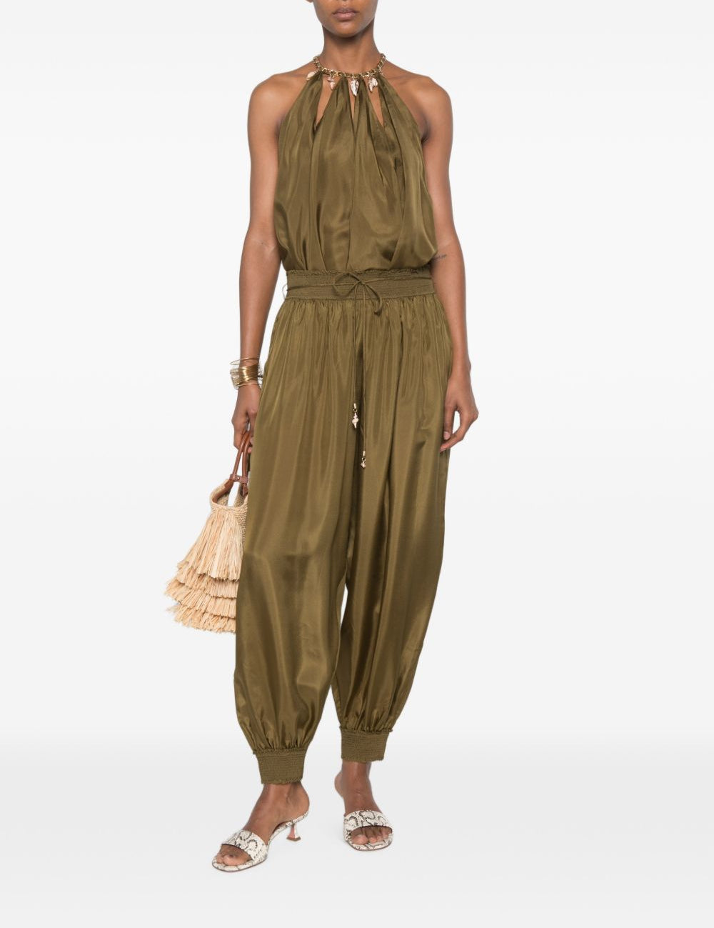 Pantaloni ampi Mahon in verde khaki 