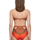 Top bikini con stampa paisley Mahon in arancione 