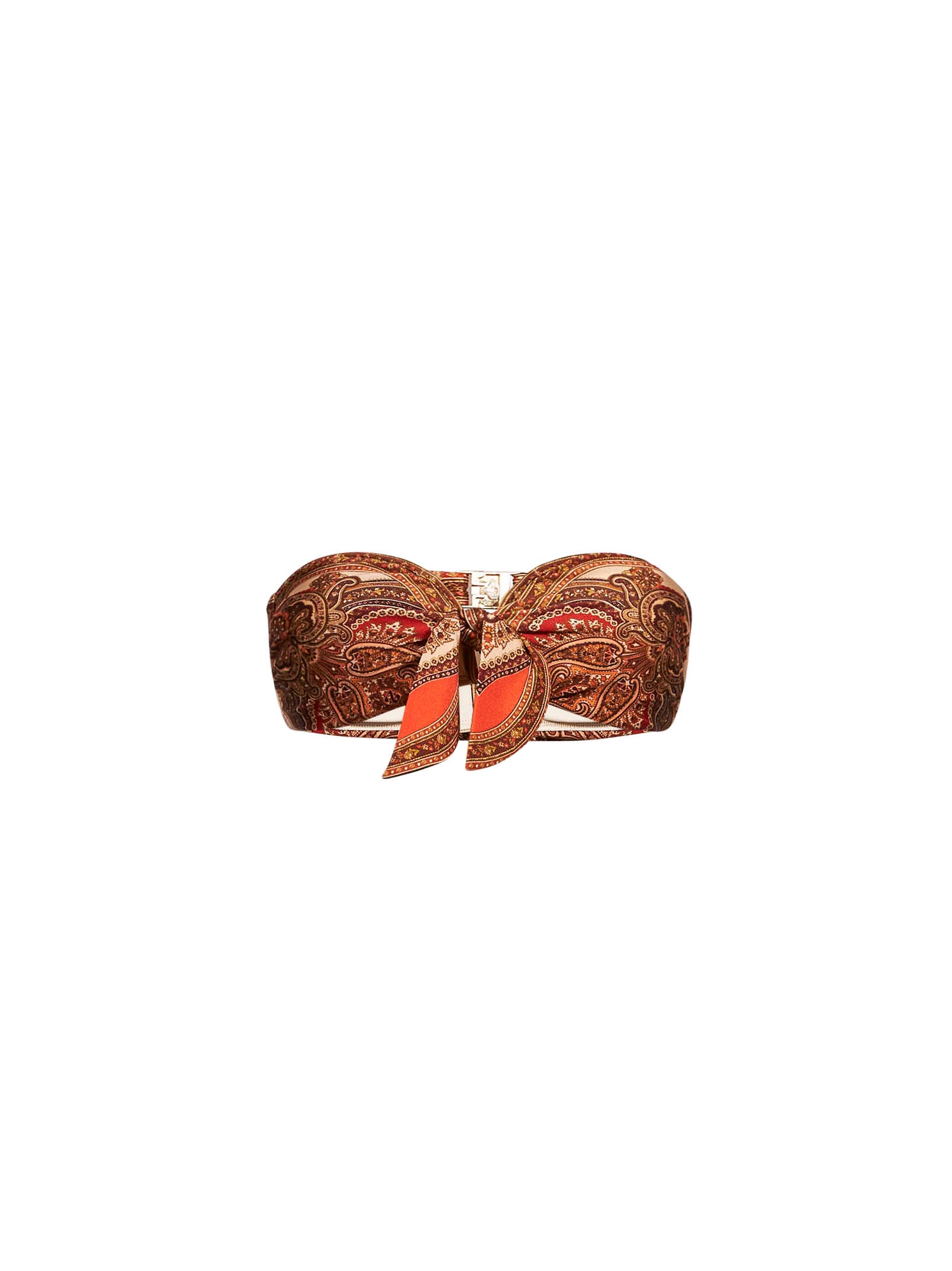 Top bikini con stampa paisley Mahon in arancione 