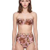 Slip bikini a vita alta Aster in rosa 