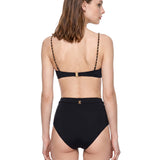 Top bikini roselight con dettagtlio a catena in nero 