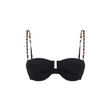 Top bikini roselight con dettagtlio a catena in nero 