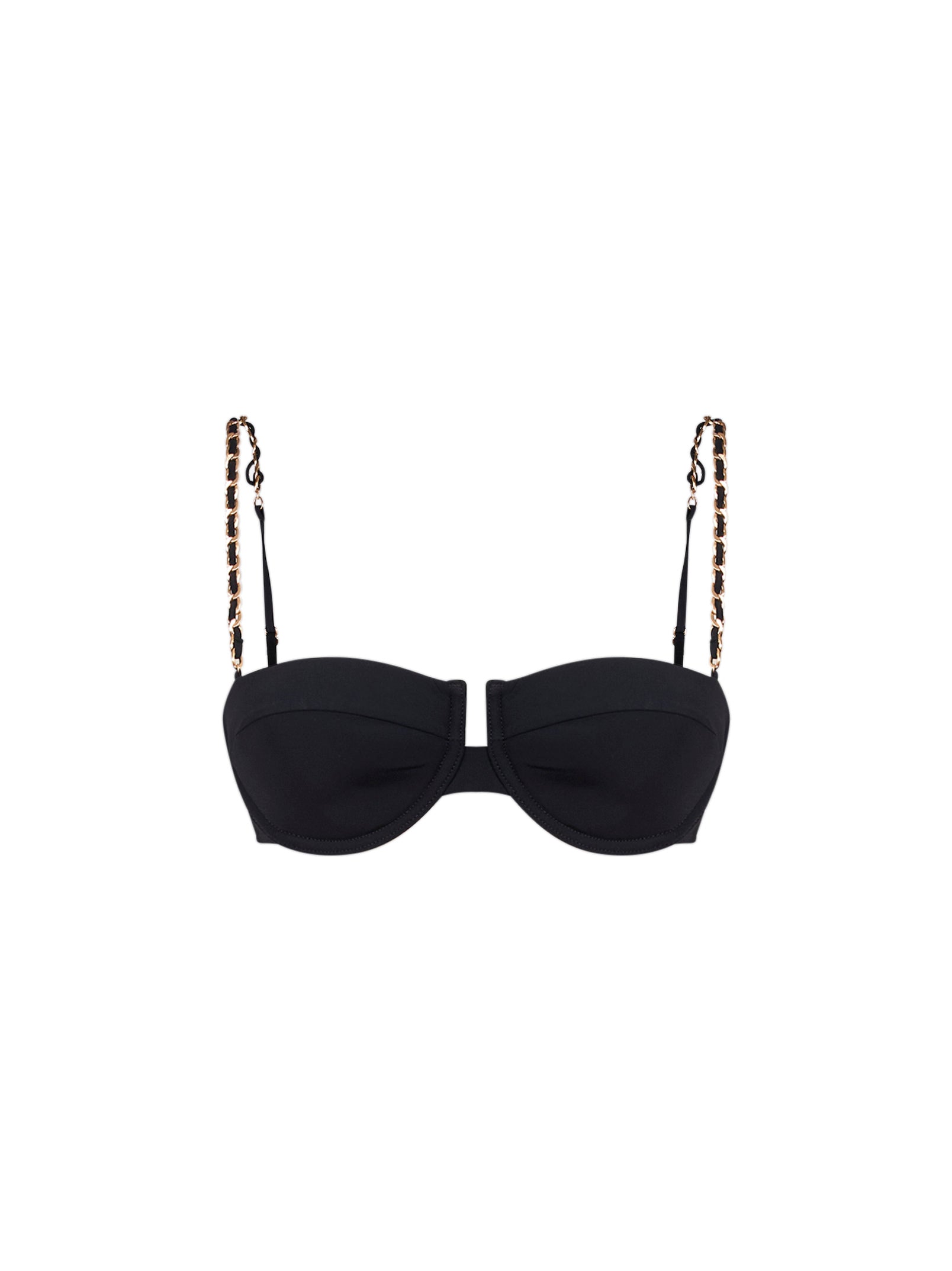 Top bikini roselight con dettagtlio a catena in nero 