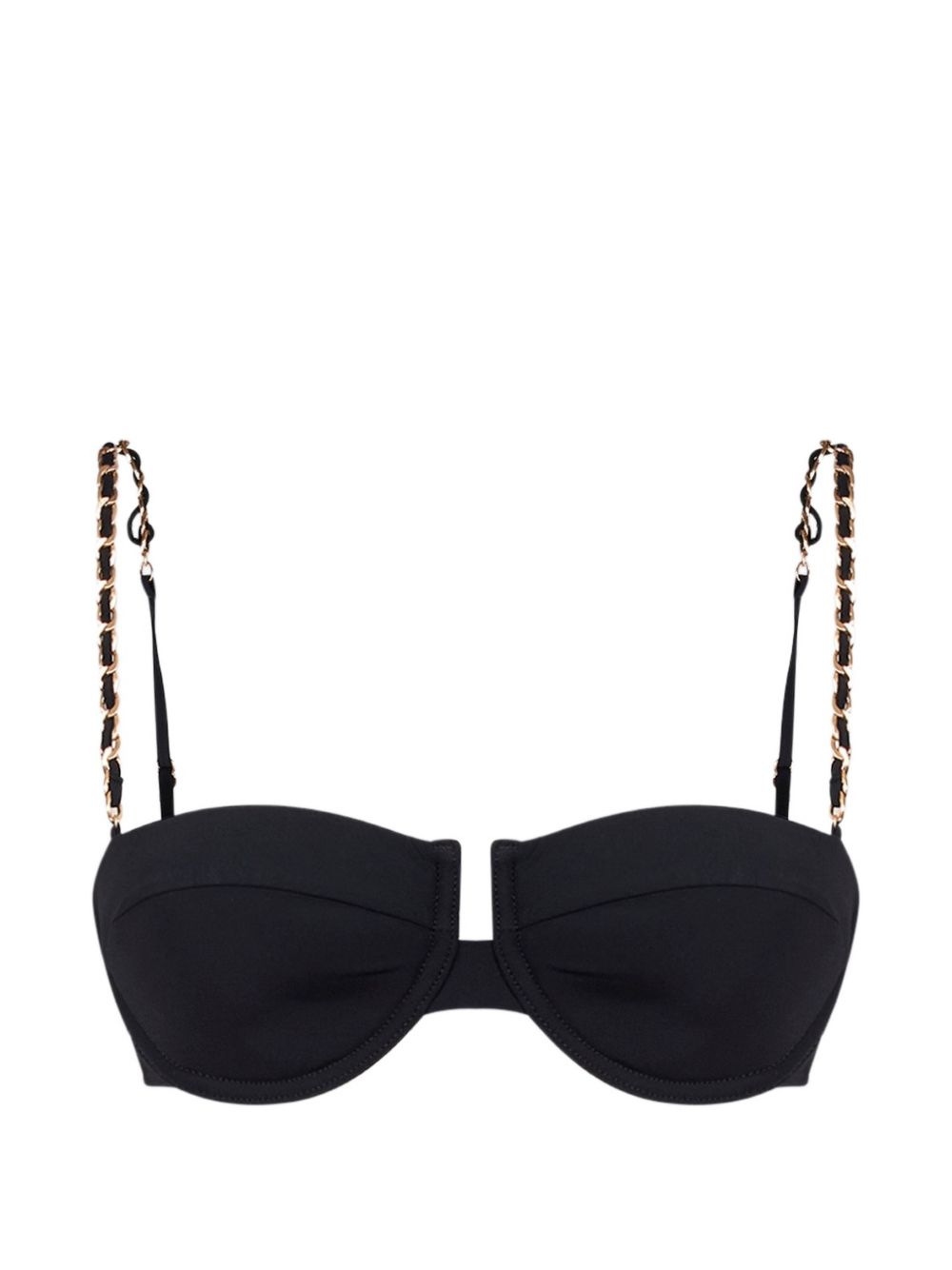 Top bikini roselight con dettagtlio a catena in nero 