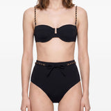 Top bikini roselight con dettagtlio a catena in nero 