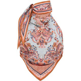 Top in seta stampa floreale blu 