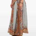 Gonna midi con stampa aster in celeste Zimmermann - donna 