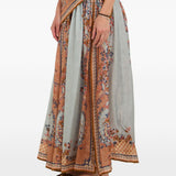 Gonna midi con stampa aster in celeste Zimmermann - donna 
