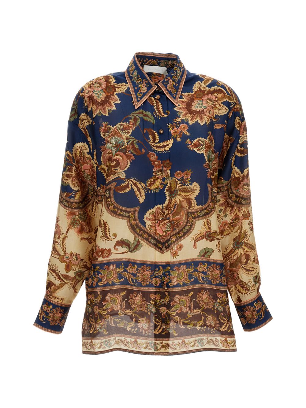 Camicia di seta con stampa floreale Aster multicolore 