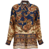 Camicia di seta con stampa floreale Aster multicolore 