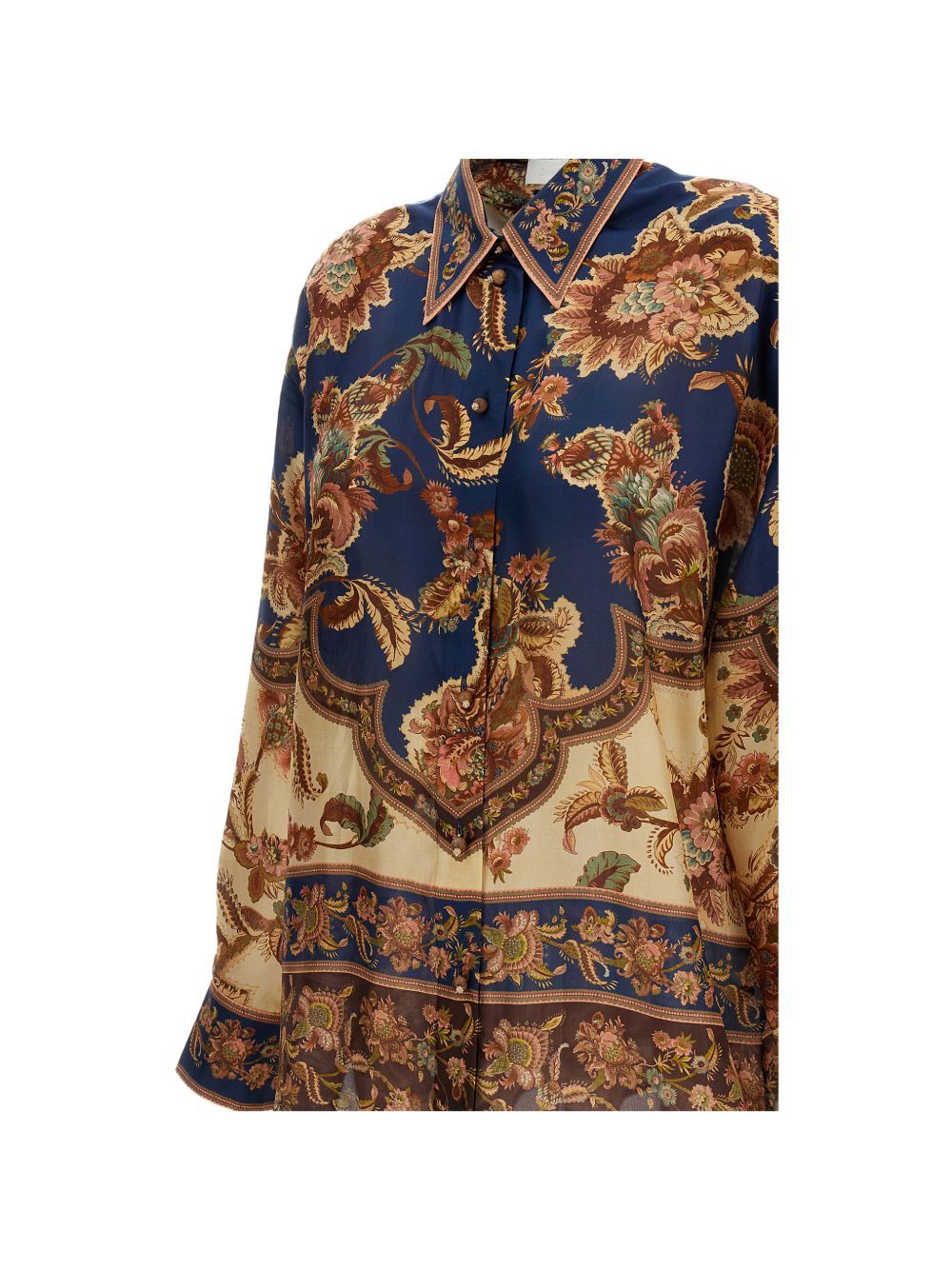 Camicia di seta con stampa floreale Aster multicolore 