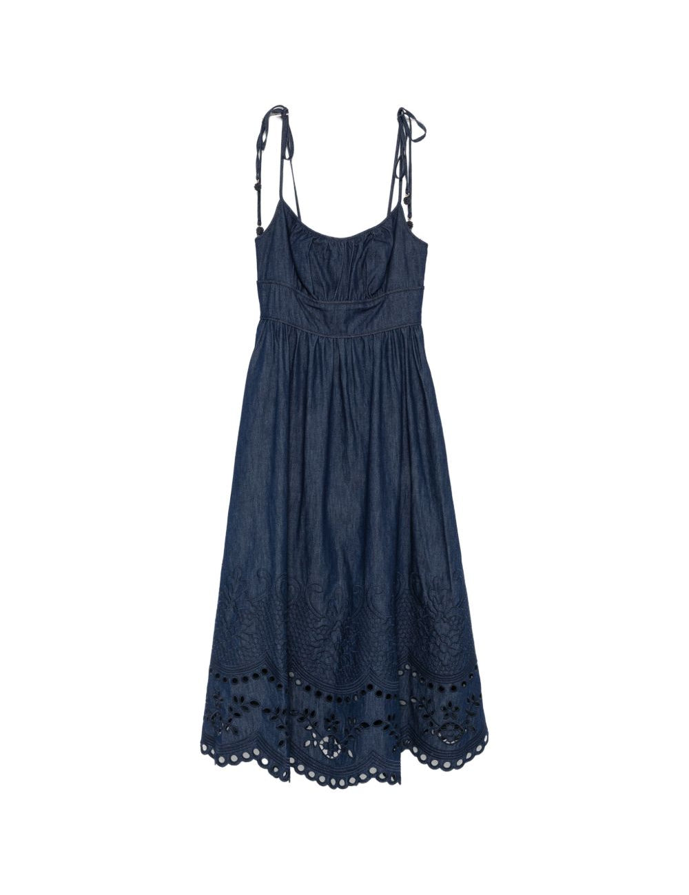 Abito midi in denim ricamato Mahon in blu 