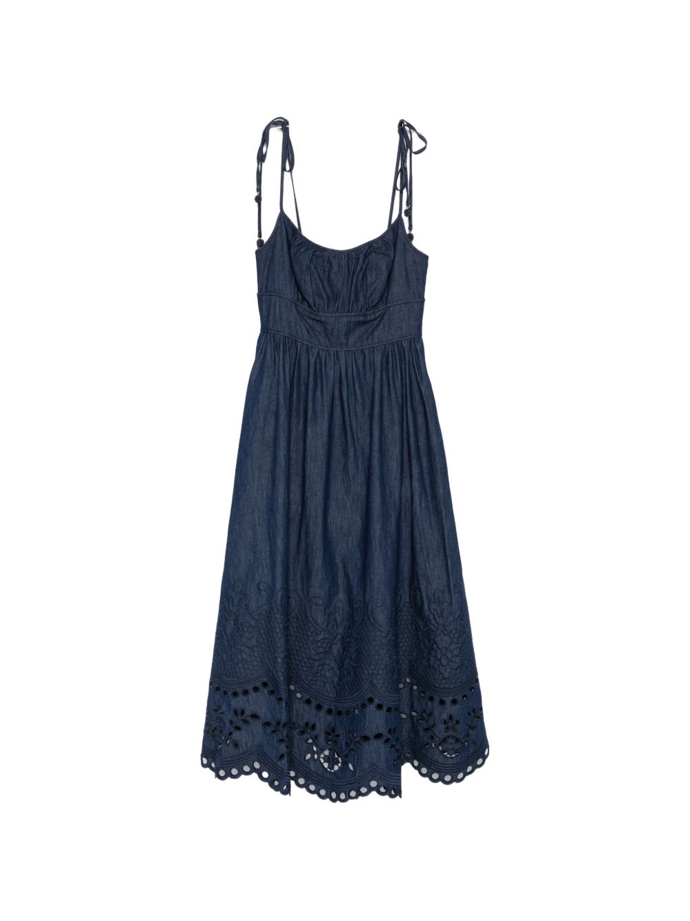 Abito midi in denim ricamato Mahon in blu 