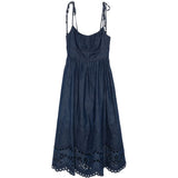 Abito midi in denim ricamato Mahon in blu 