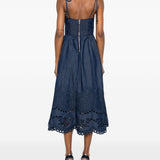 Abito midi in denim ricamato Mahon in blu 