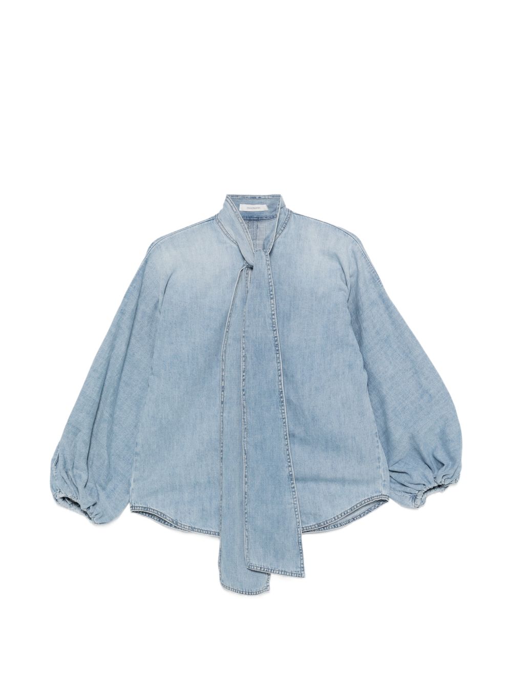 Camicia denim Indra con fiocco in azzurro 