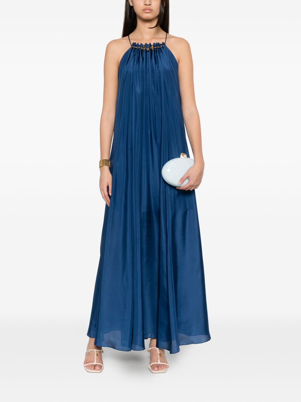Abito con scollo decorato con perline Aster in blu 
