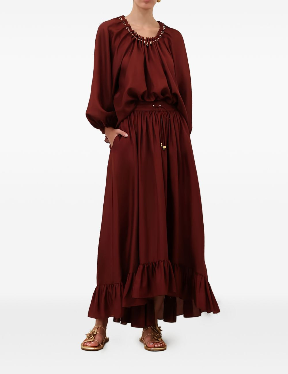 Gonna lunga con volant Aster in bordeaux Zimmermann - donna 
