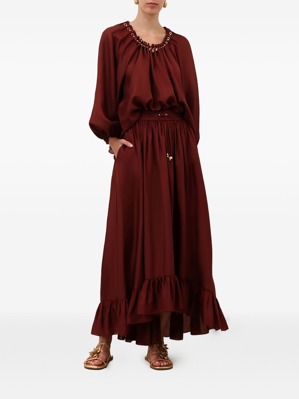 Gonna lunga con volant Aster in bordeaux Zimmermann - donna 