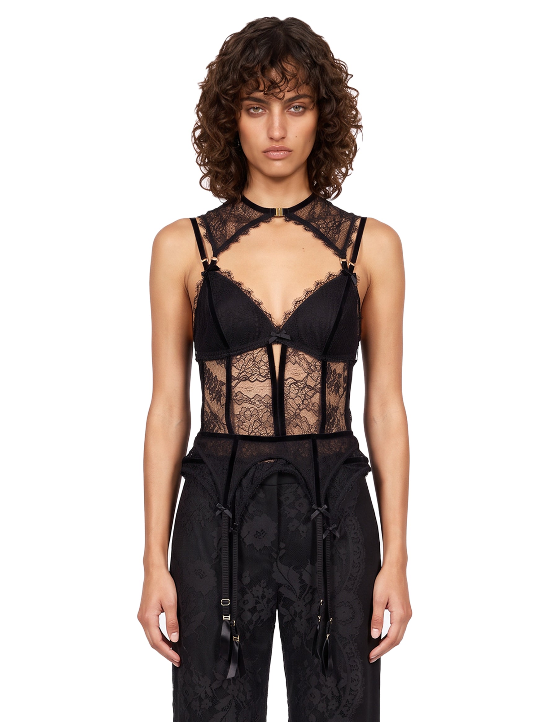 Body lingerie Valiant in pizzo nero 