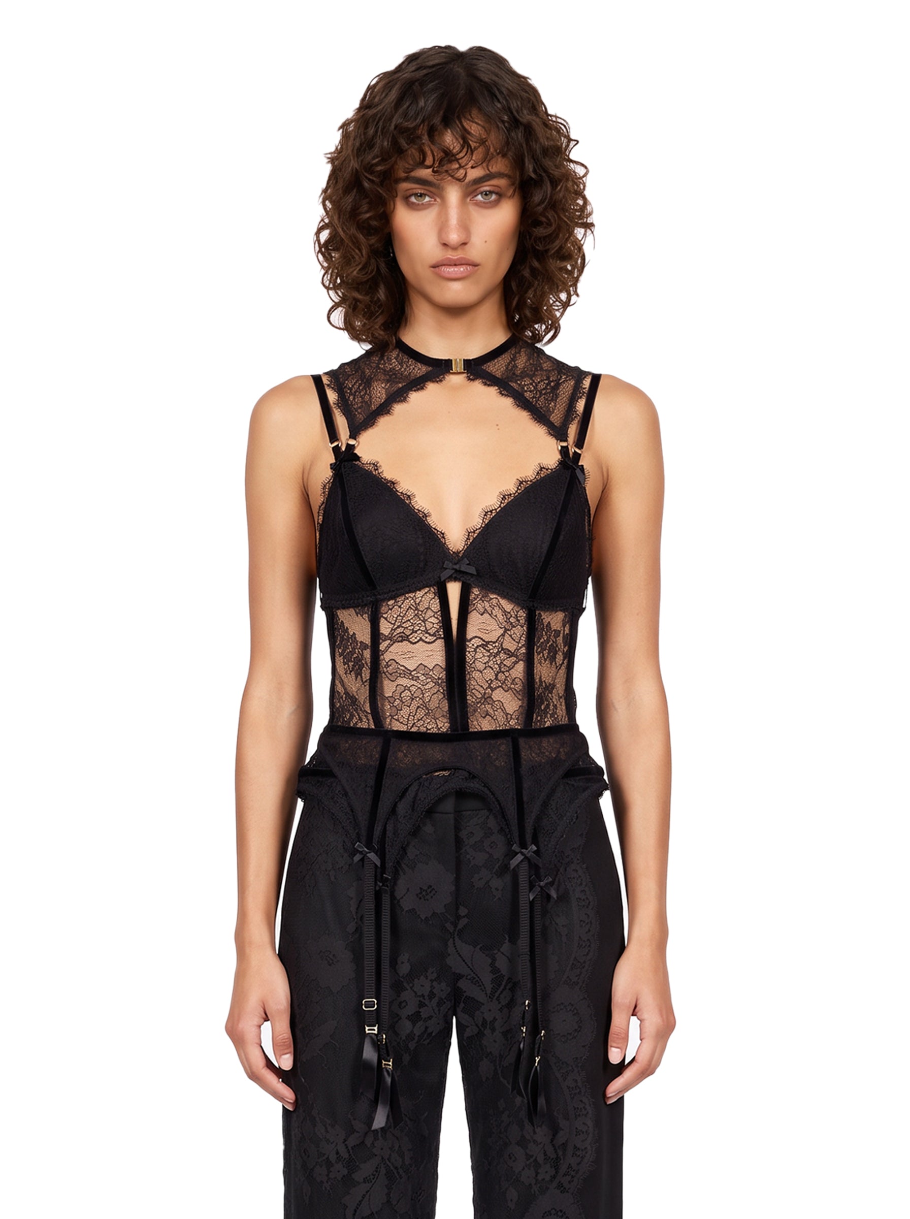 Body lingerie Valiant in pizzo nero 