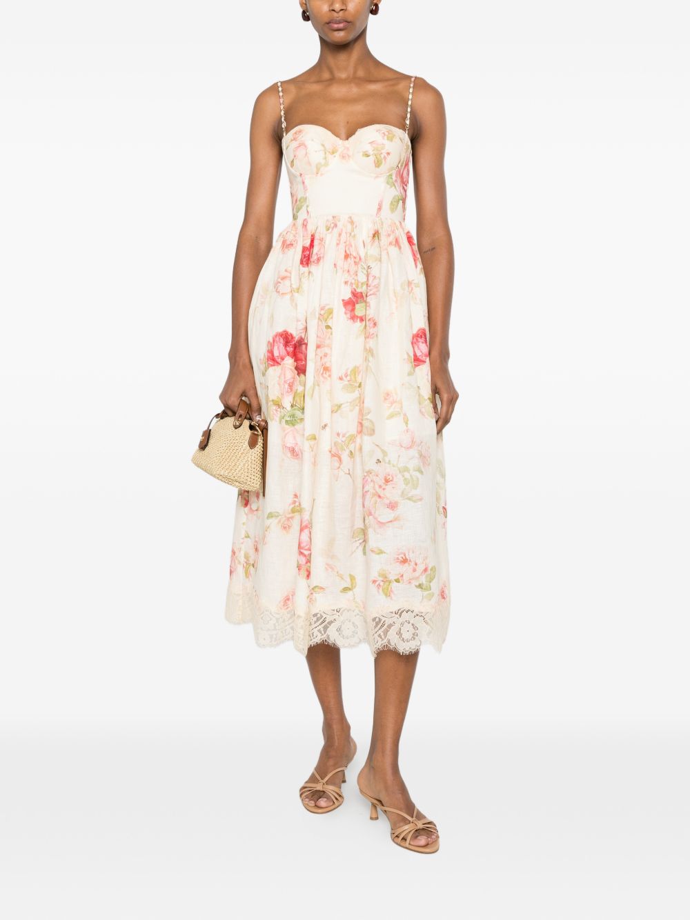 Abito midi con stampa floreale Roselight Picnic multicolor 