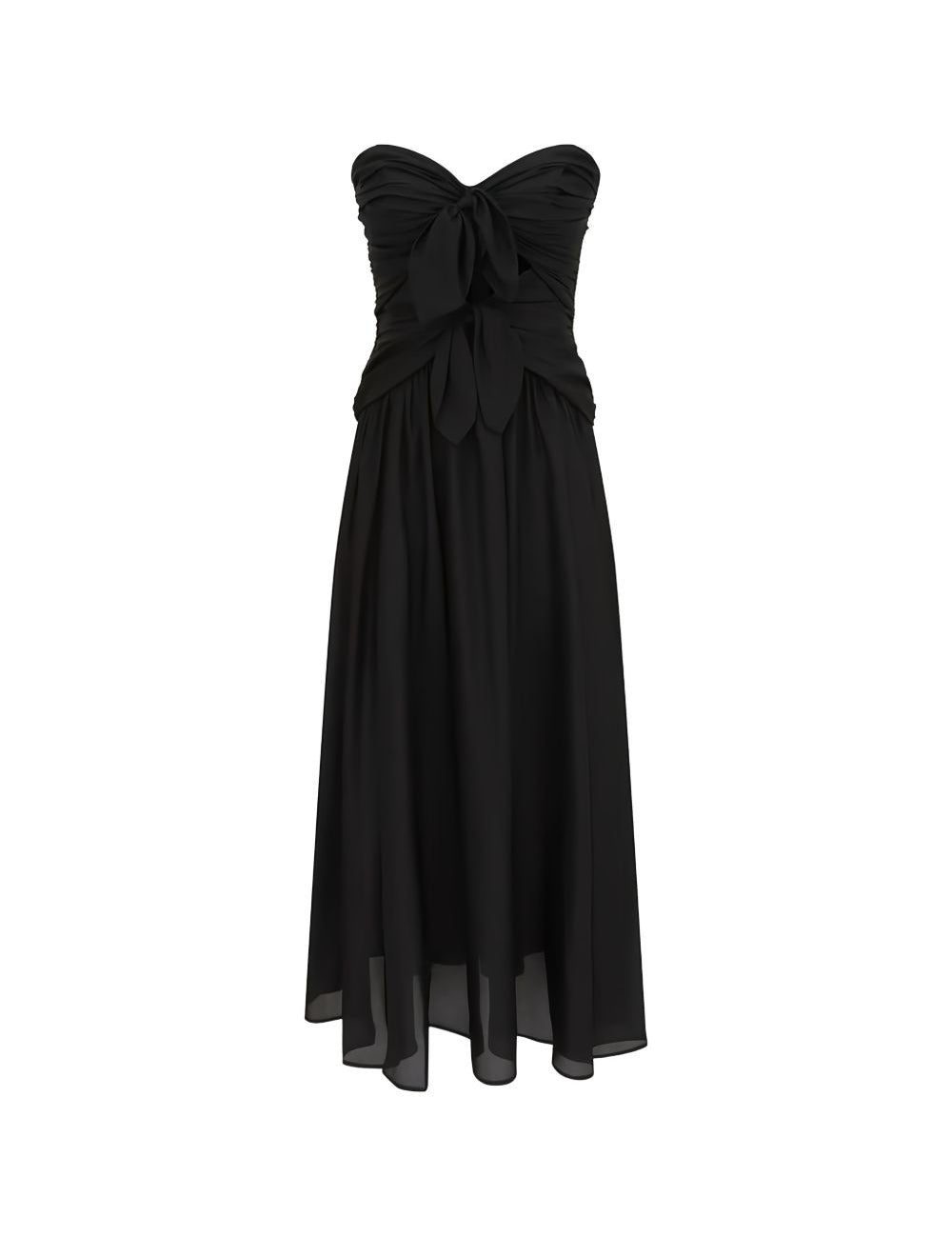 Abito midi con scollo a cuore Aster in nero 