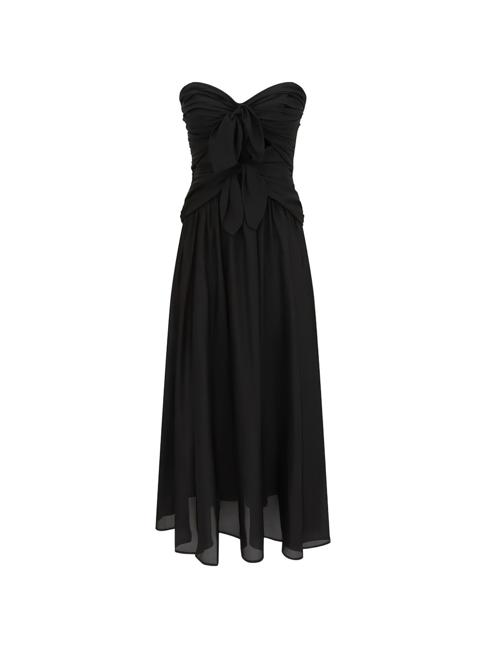 Abito midi con scollo a cuore Aster in nero 