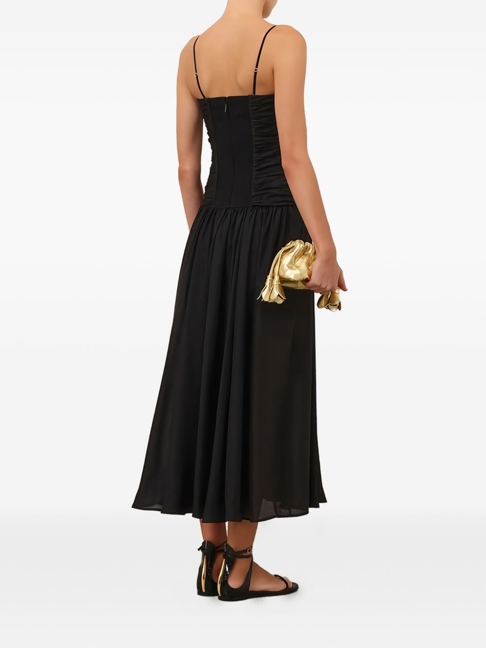 Abito midi con scollo a cuore Aster in nero 