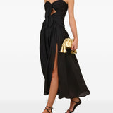 Abito midi con scollo a cuore Aster in nero 
