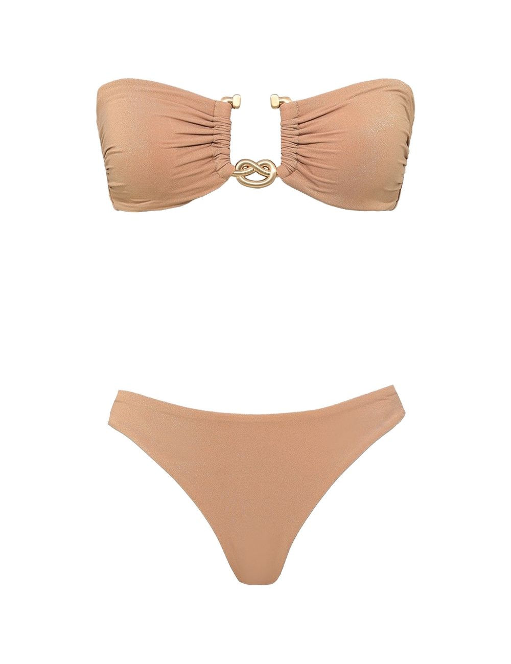 Set bikini con finiture metalliche solstice metallic in beige 