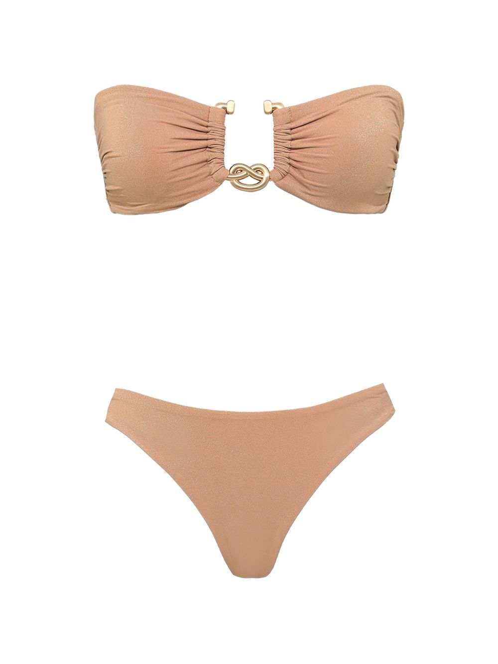 Set bikini con finiture metalliche solstice metallic in beige 