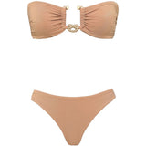 Set bikini con finiture metalliche solstice metallic in beige 