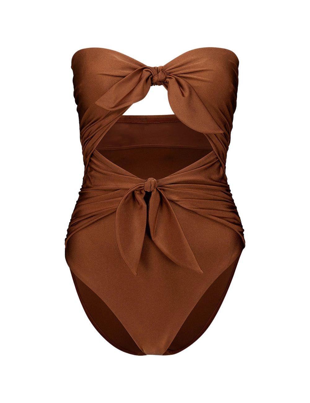 Costume da bagno con doppio fiocco Aster in marrone 
