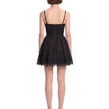 Miniabito con dettagli in pizzo in nero 