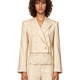 Blazer cropped doppiopetto Valiant in avorio 