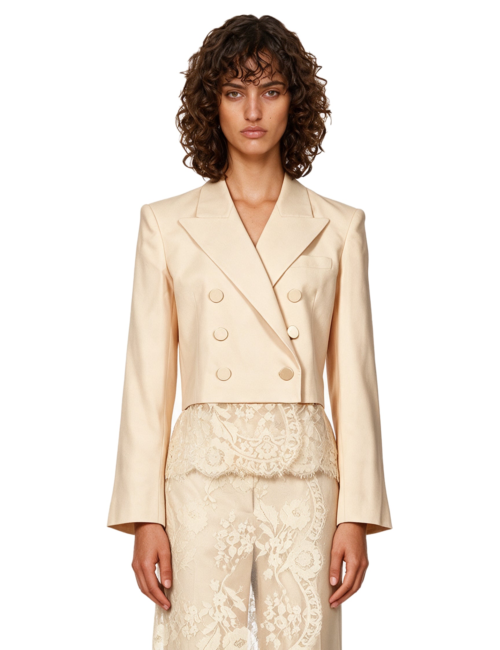 Blazer cropped doppiopetto Valiant in avorio 