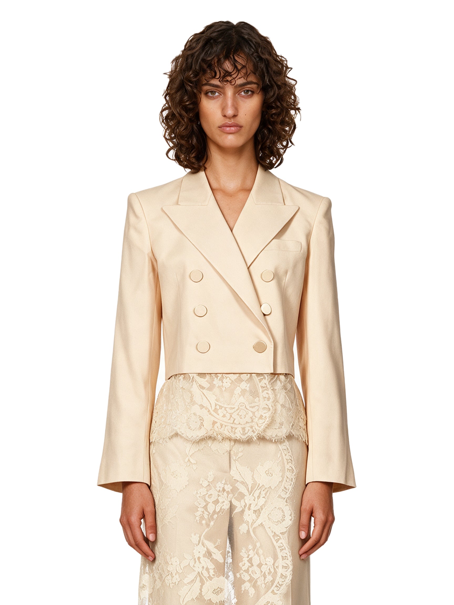 Blazer cropped doppiopetto Valiant in avorio 