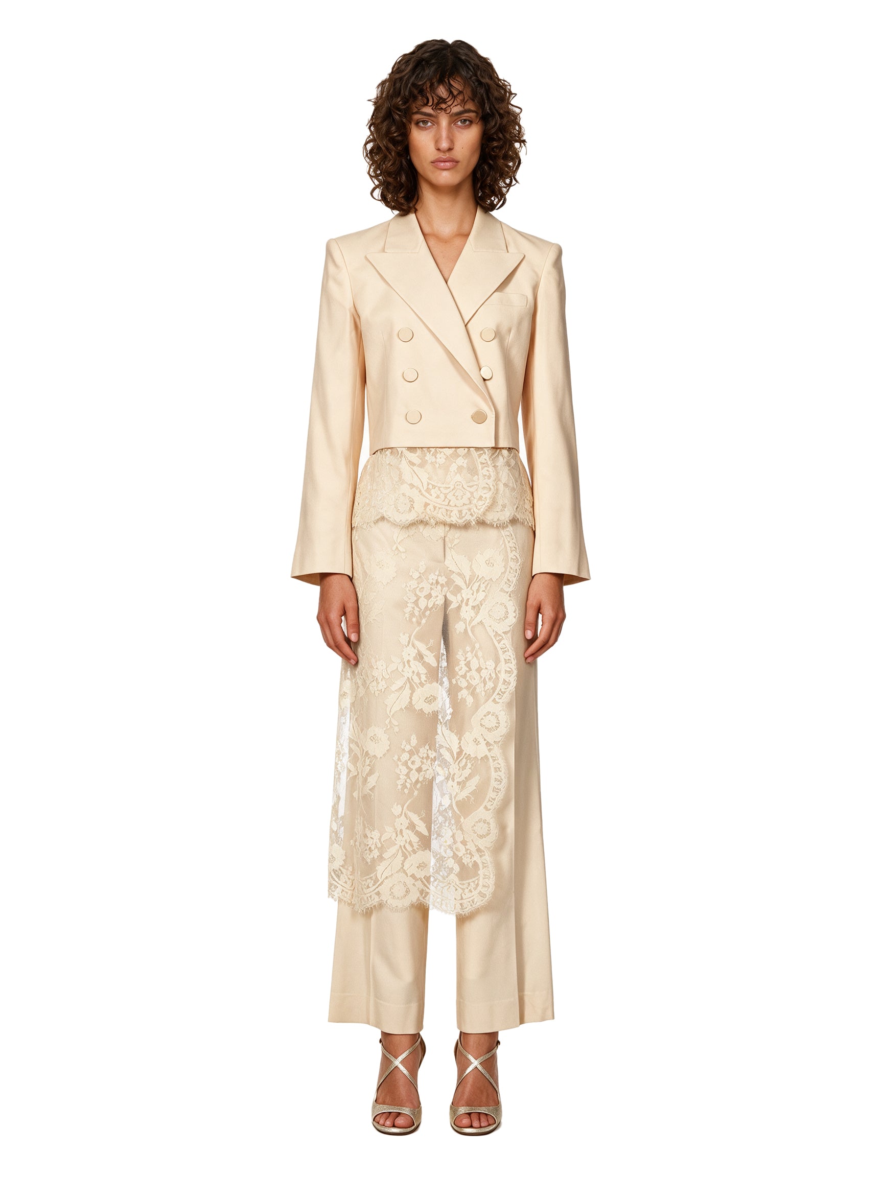 Blazer cropped doppiopetto Valiant in avorio 
