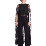Top in pizzo con design a mantella in nero 