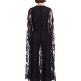 Top in pizzo con design a mantella in nero 